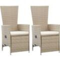 Bonnevie - 2er Set Gartenliegen Sonnenliegen - Liegestühle mit Auflagen Poly Rattan Beige BV162446