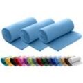 Wometo - 3er Set Polar- Fleecedecke 130x160 cm ca. 400g wertiges Gewicht OekoTex mit Anti-Pilling Kettelrand Farbe blau in vielen bunten Farben - blau