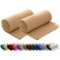 2er Set Polar- Fleecedecke 130x160 cm ca. 400g wertiges Gewicht OekoTex mit Anti-Pilling Kettelrand Farbe beige (viele Farben) - beige - Wometo