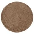 Paco Home Teppich Rund Hochflor Wohnzimmer Shaggy Langflor Weich Flauschig Modern Unifarben Ø 80 cm Rund, Beige