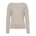 LASCANA Strickpullover beige Gr. 32/34 für Damen. Mit V-Ausschnitt. Figurumspielend. Nachhaltig.