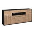 Sideboard Emma | Korpus Anthrazit | Pinie mit Griffen (180x79x35cm)