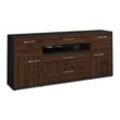 Sideboard Emma | Korpus Anthrazit | Walnuss mit Griffen (180x79x35cm)