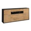 Sideboard Emma | Korpus Anthrazit | Eiche mit Griffen (180x79x35cm)