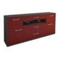 Sideboard Emma | Korpus Anthrazit | Bordeaux mit Griffen (180x79x35cm)