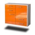 Sideboard Little Rock | Korpus Weiß | Orange hängend mit Griffen (92x79x35cm)