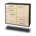 Sideboard Little Rock | Korpus Anthrazit | Zeder hängend mit Griffen (92x79x35cm)