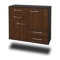 Sideboard Little Rock | Korpus Anthrazit | Walnuss hängend mit Griffen (92x79x35cm)