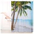 Relaxdays Duschvorhang Strand, Polyester, wasserabweisend, waschbar, Anti-Schimmel, Badewannenvorhang 180x180cm, bunt