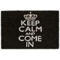 Relaxdays - Fußmatte Kokos keep calm 40 x 60 cm Kokosmatte mit rutschfestem pvc Boden Fußabtreter aus Kokosfaser als Schmutzfangmatte und