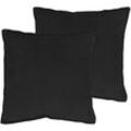 Cord Dekokissen 2er Set je 45 cm - schwarz - Zierkissen mit Füllung und Bezug - Kordsamt Kissen Sofakissen Couchkissen Kuschelkissen Komplettset