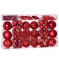 Casaria® Weihnachtskugeln 66tlg ø 3-6cm Kunststoff matt glänzend Christbaumschmuck Anhänger Christbaumkugeln Weihnachtsdeko Weihnachtsbaum rot