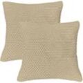 Wometo - 2er Set Kissenbezüge Strick 45x45 beige - Reißverschluss oeko-tex Dekokissen Sofakissen warme weiche Kissenhülle mit edlem und schlichtem