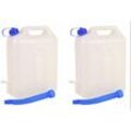 Wasserkanister 2x 10 Liter Auslaufhahn Ausgießtülle Camping Wasserbehälter