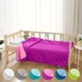 Wometo - Kinder Microfaser Steppbett im Wende-Design 135x200 – oeko-tex lila und pink kochfest 95° Leichtsteppbett Krabbeldecke / ohne Bezug