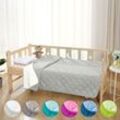 Wometo - Kinder Microfaser Steppbett im Wende-Design 135x200 – oeko-tex weiß und wollweiß kochfest 95° Leichtsteppbett Krabbeldecke / ohne Bezug