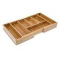 Besteckkasten ausziehbar hbt: 5 x 48,5 x 28 cm Besteckeinsatz aus Bambus mit 5 bis 7 Fächern als Küchenorganizer und Schubladeneinsatz pflegeleichte