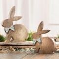 2x Hase 'Mangoholz' Osterhase aus Holz, Osterdeko, Dekofigur, Holzdeko