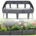 Froadp - 25x23cm Rasenkante Kunststoff 20m T-Formig Beetumrandung Mähkante Steinoptik Palisade Beeteinfassung Garten Dekorativ Anthrazit, 80 Stück