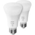 Philips Hue LED Lampe E27 2er Set 9,5W 1100lm White