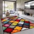 Paco Home - Teppich Wohnzimmer Kinderzimmer Kurzflor Modernes Geometrisches Muster 3D Effekt 80x300 cm, Bunt 4