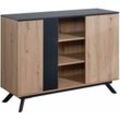 Sideboard 110x87x40 cm mdf Anrichte in Eiche-Dekor / Schwarz, Kommode mit 2 Türen, Kommodenschrank Flurschrank Modern, Standschrank Wohnzimmer mit