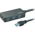 USB 3.2 Gen 1 Aktivhub Pro, USB-A Stecker > 3x USB-A Buchse, USB-Hub schwarz, 10 Meter