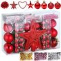 Weihnachtsbaumkugeln Christbaumschmuck Kugeln 66 tlg 3-6cm rot