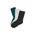 3 Paar Socken, schwarz, smaragd, beige