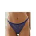 LASCANA String blau Gr. 32/34 für Damen. Mit Schleife, Bänder, Mesheinsatz, Spitze. Körpernah