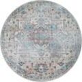 Teppich Wohnzimmer Flachgewebe Rund Modern Orient Muster Ornamente Vintage Waschbar 120 cm Rund, Bunt 4 - Paco Home