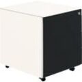 mauser Schubladencontainer mit Rollen, HxT 570 x 600 mm, Stahlplatte, 3 Schubladen, reinweiß / anthrazitgrau