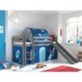 Spielbett Pino inkl. Rutsche mit Textilset Vorhang und Tunnel versch. Designs