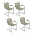 4x Freischwinger Stuhl Stühle Sessel Set Gartensessel Garten Balkon Terrasse