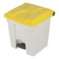 Pedal-/Tretabfallsammler, Volumen 30 l, BxHxT 410 x 435 x 400 mm, weiß, Deckel gelb