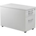 mauser Schubladencontainer auf Rollen, HxT 529 x 800 mm, 1 Materialschub, 1 Hängeregistratur, lichtgrau / lichtgrau / lichtgrau