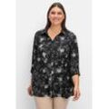 Bluse in leichter A-Linie, mit floralem Print, schwarz gemustert, Gr.46