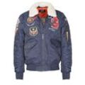 Bomberjacke TOP GUN "TG23002", Herren, Gr. 52 (L), blau (navy), Obermaterial: 100% Polyamid / Futter, Wattierung, Strick, Kunstfell: 100% Polyester, Jacken