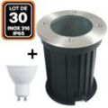 Europalamp - 30er-Pack Bodeneinbaustrahler Rund Edelstahl 316 Außen IP65 + GU10 7W Glühlampe Warmweiß 2700K