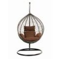 Home Deluxe - Polyrattan Hängesessel mit Gestell cielo Farbe: Braun, Ausstattung: inkl. Regenabdeckung Poly Rattan Hängesessel Hängekorb