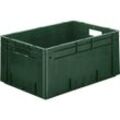 Schwerlast-Euro-Behälter, Polypropylen, Volumen 50 l, LxBxH 600 x 400 x 270 mm, Wände geschlossen, Boden geschlossen, grün, VE 2 Stk