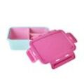 RICE Plastik Lunchbox mit 3 Fächern, 21 x 14 x 7 cm, mint/pink