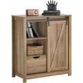 FSB59-BR Sideboard mit Schiebetür Kommode Schuhschrank schmal Schrank Küchenschrank Flurschrank Beistellschrank Aufbewahrungsschrank bht ca.