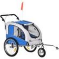 2 in 1 Hundeanhänger Jogger Fahrradanhänger Hunde Hunde-Fahrradanhänger Blau+Grau 155 x 83 x 108 cm - Pawhut