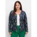 Verschlusslose Shirtjacke mit Blumendruck, marine gemustert, Gr.44