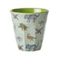 RICE Melamin Becher New Dino Print, Medium, 250 ml, Ø 9 cm, H:9 cm