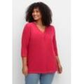 3/4-Arm-Shirt in leichter A-Linie, mit TENCEL™ Lyocell, magenta, Gr.52/54