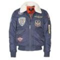 Bomberjacke TOP GUN "TG23005", Herren, Gr. 52 (L), blau (navy), Obermaterial: 100% Polyamid / Futter, Wattierung, Strick, Kunstfell: 100% Polyester, Jacken