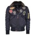 Bomberjacke TOP GUN "TG20213032", Herren, Gr. 52 (L), blau (navy), Obermaterial: 100% Nylon / Innenfutter: 100% Polyester / Strick: 100% Polyester / Wattierung: 100% Polyester, Jacken