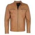 Bikerjacke JCC "EL101", Herren, Gr. 48, braun (camel), Obermaterial: 100% Leder, Schaf / Futter: 100% Polyester, Jacken